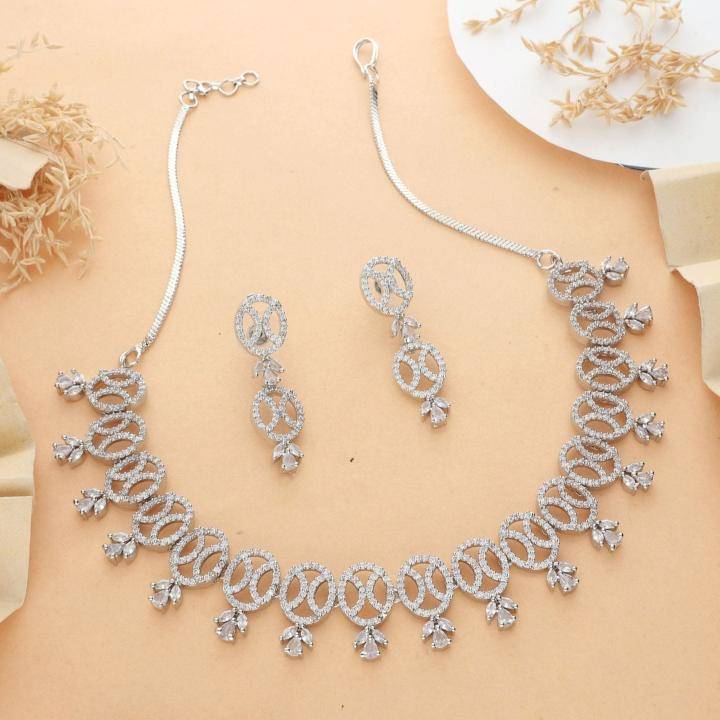 Anti tranish american diamond necklace set 958 Wholesale artificial jewelry suppliers Kolkata
